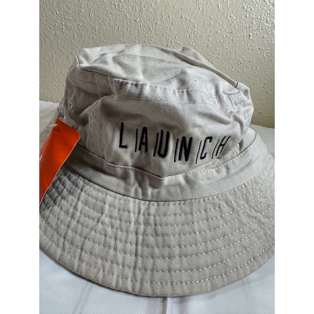 Elevate Launch Bucket Hat Khaki Tan Cotton Twill Streetwear Embroidered M/L NEW